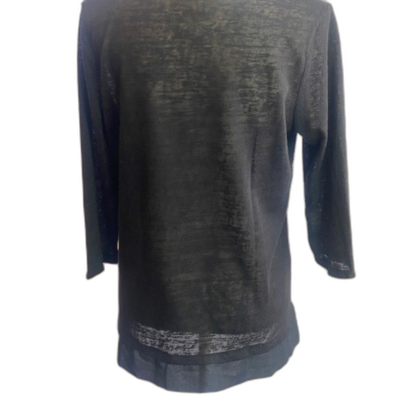Skies Are Blue Knit 3/4 Length Tee w/ Asymmetrical Front Details•Large•Black - Picture 7 of 8
